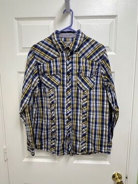 Men's Red Snap Long Sleeve Shirt M